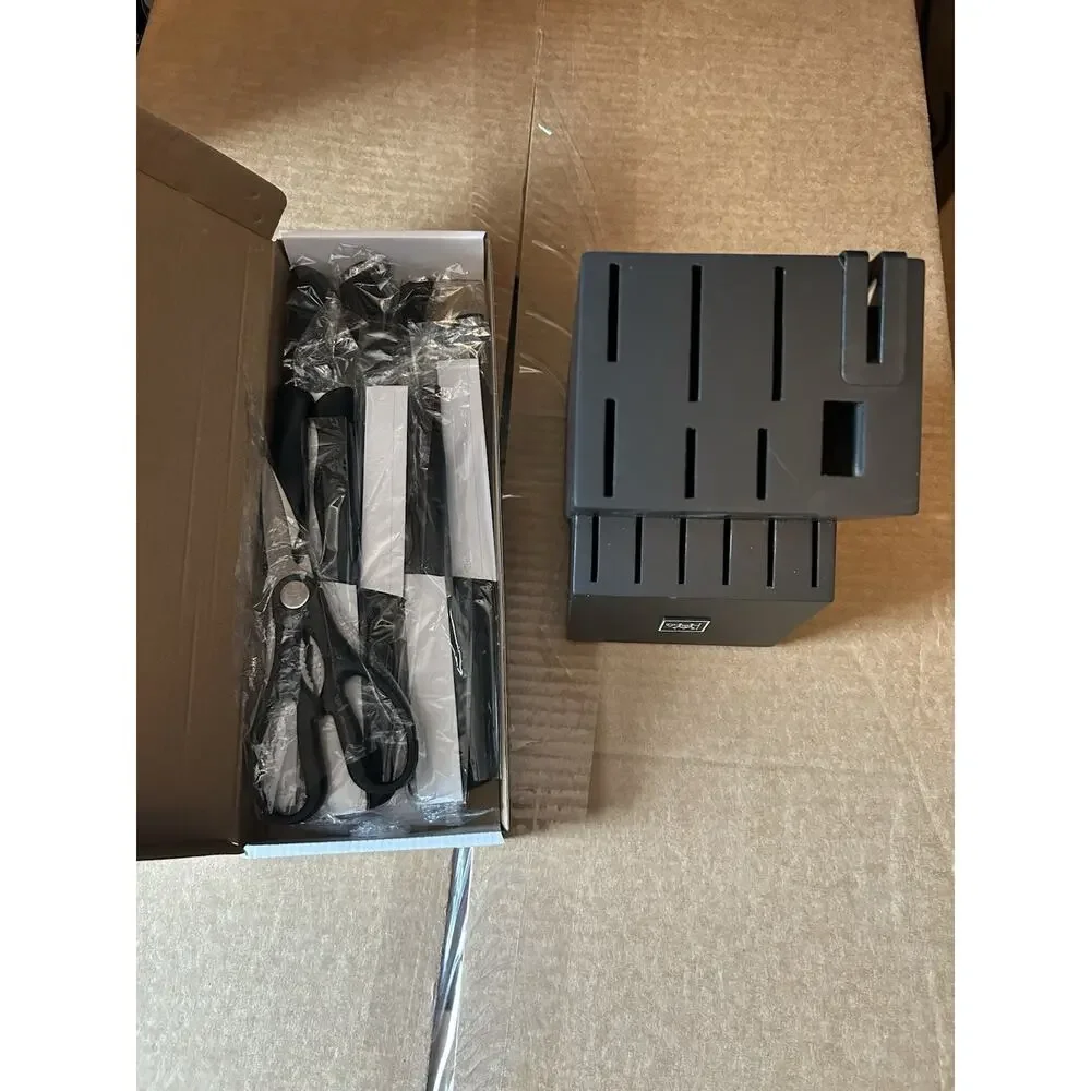 HUNTER.DUAL DF-15 PRO 15-Piece Knife Set w/ Block Self Sharpening Fine Edge New